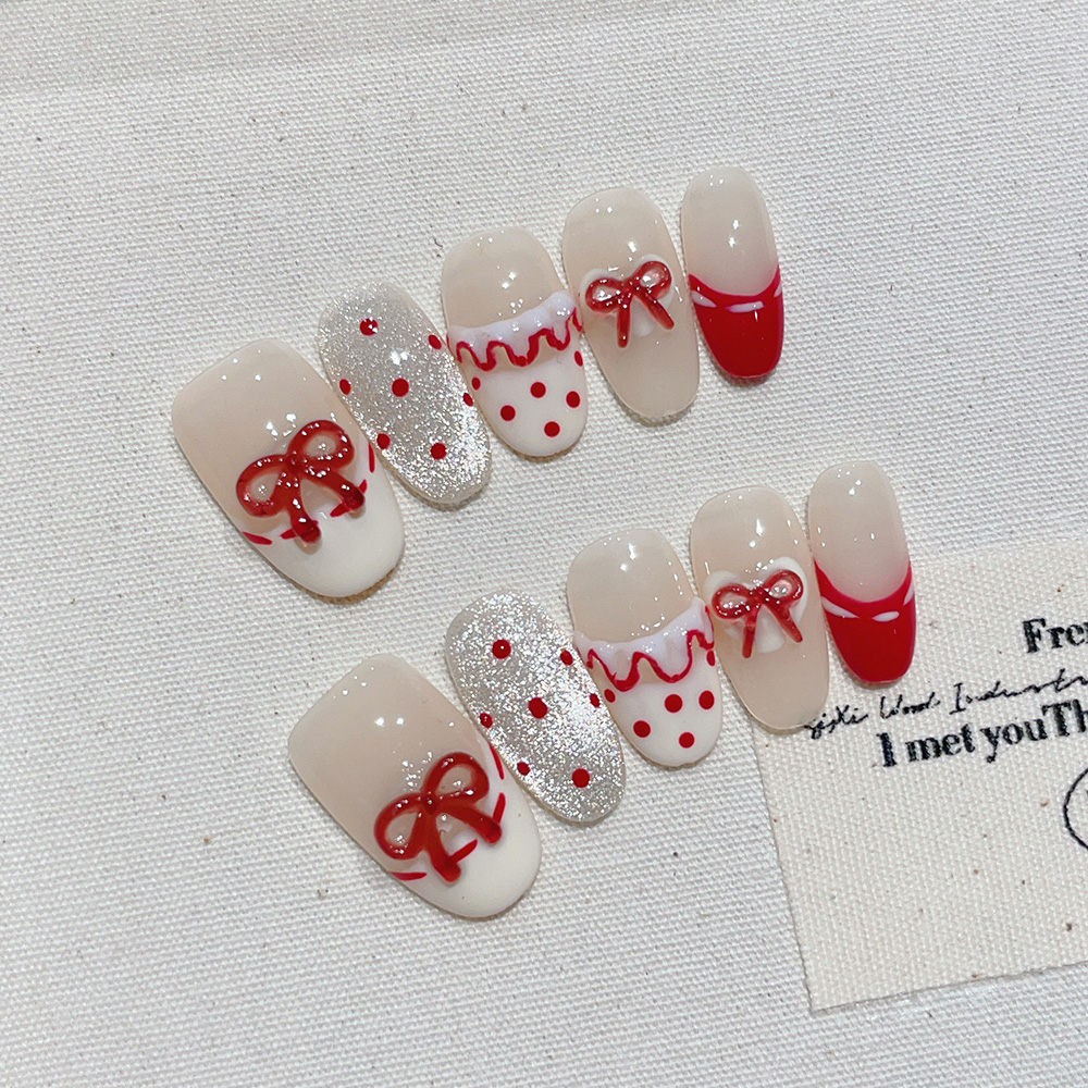 Nail Art Xs - 10pcs Kuku Palsu Pendek Oval Buatan