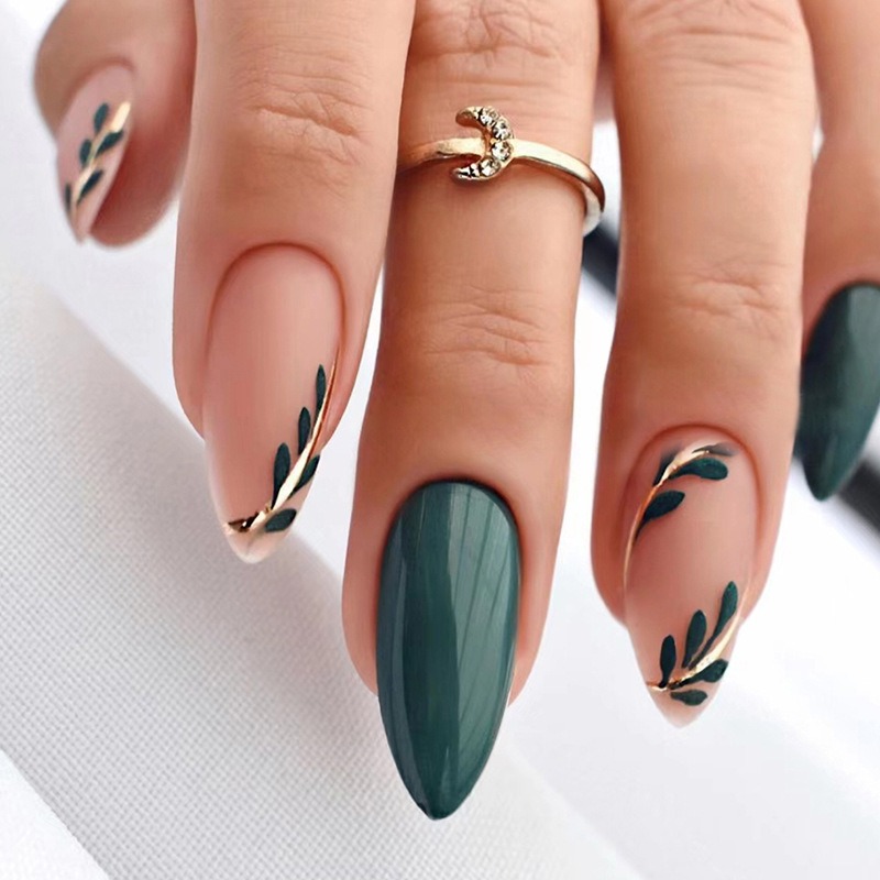 Nail Art Pink - Kuku palsu panjang Medium, tekan Almond