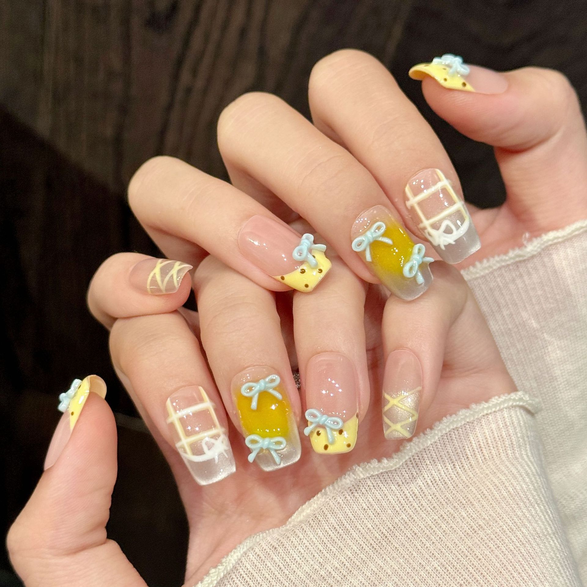 Nail Art Xs - 10pcs Kuku Palsu Buatan Tangan Kawaii