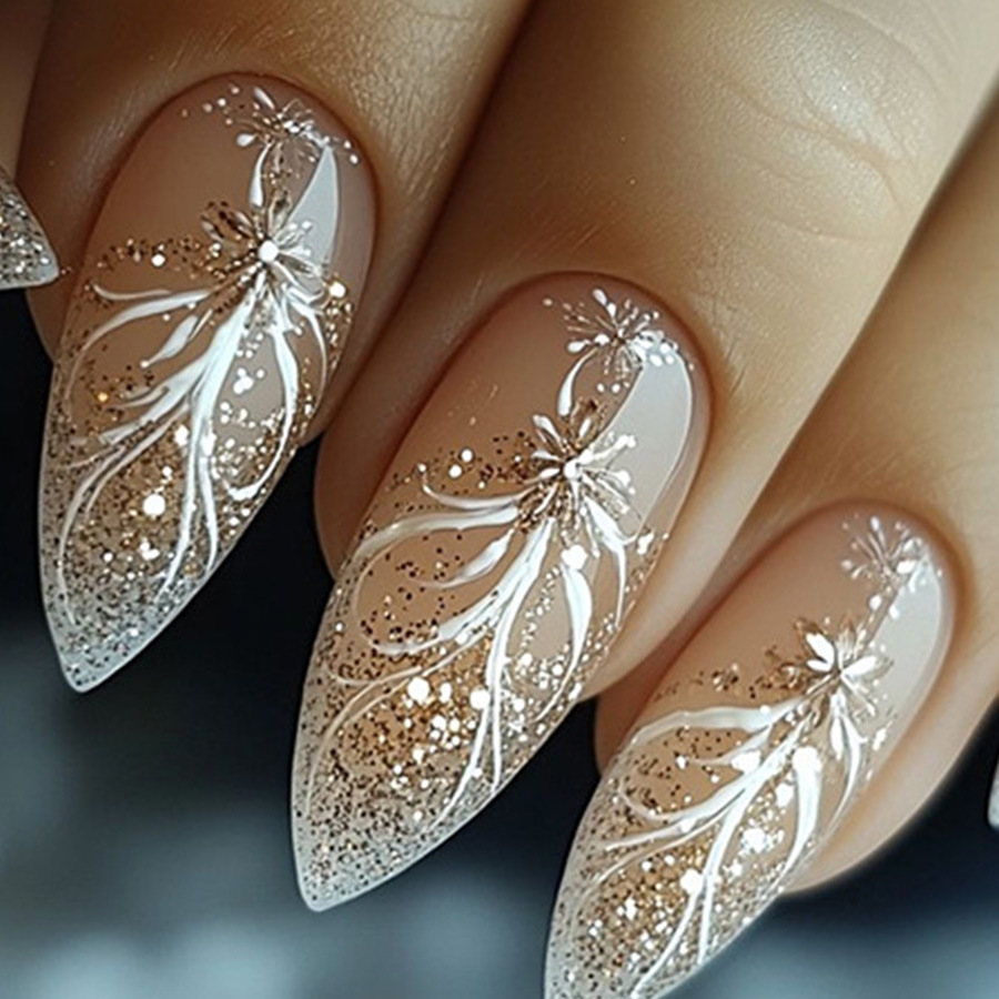 Press On Nail Set - 24 Buah/Set Kuku Palsu Pendek Sedang