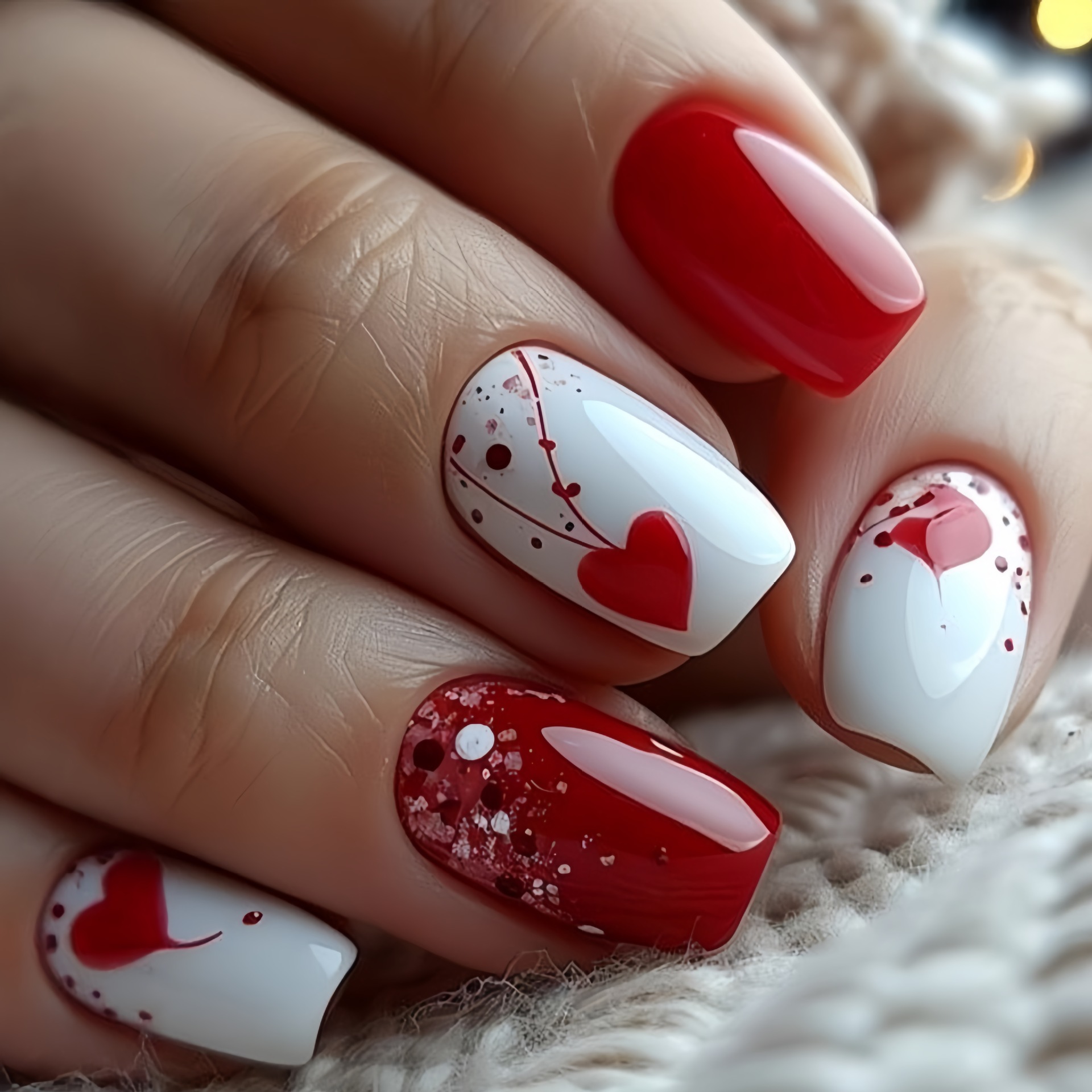 Press On Nail Set - Kuku palsu pendek sedang untuk wanita