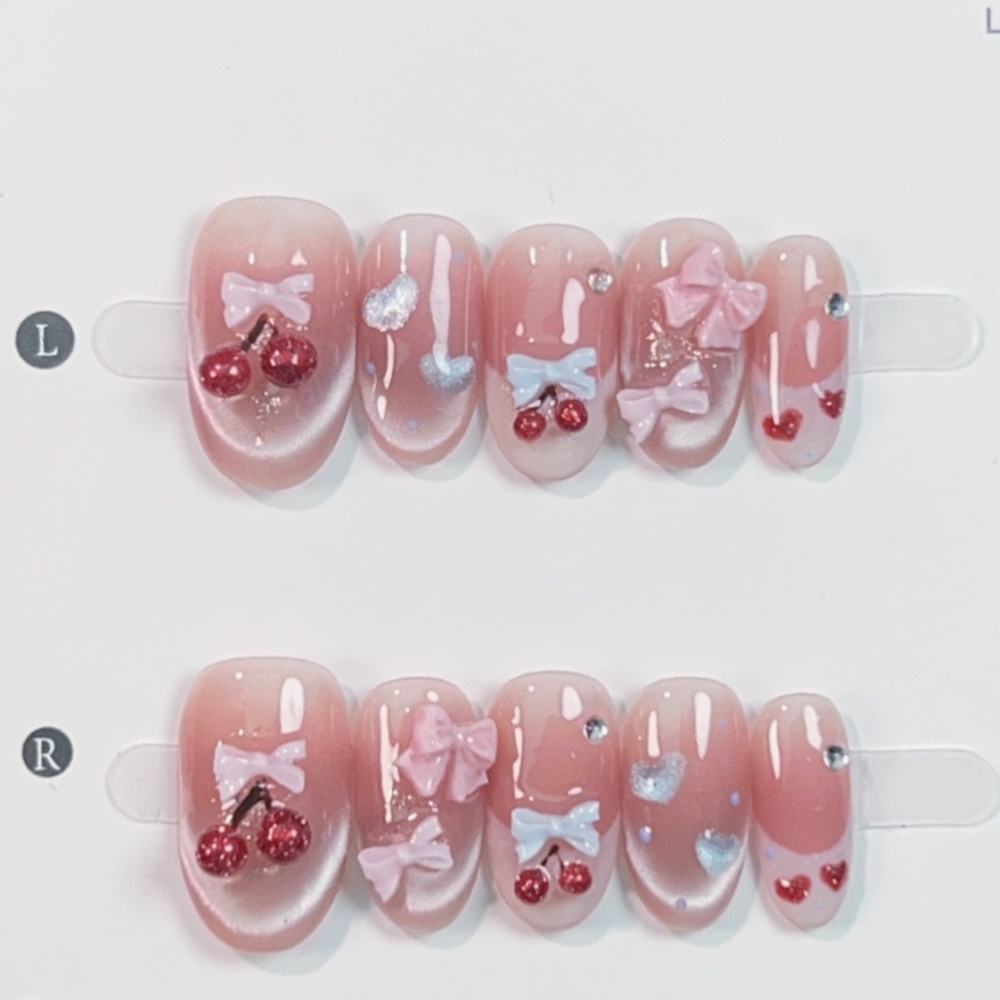 Nail Art Pink - 10 Buah Ujung Kuku Palsu Buatan