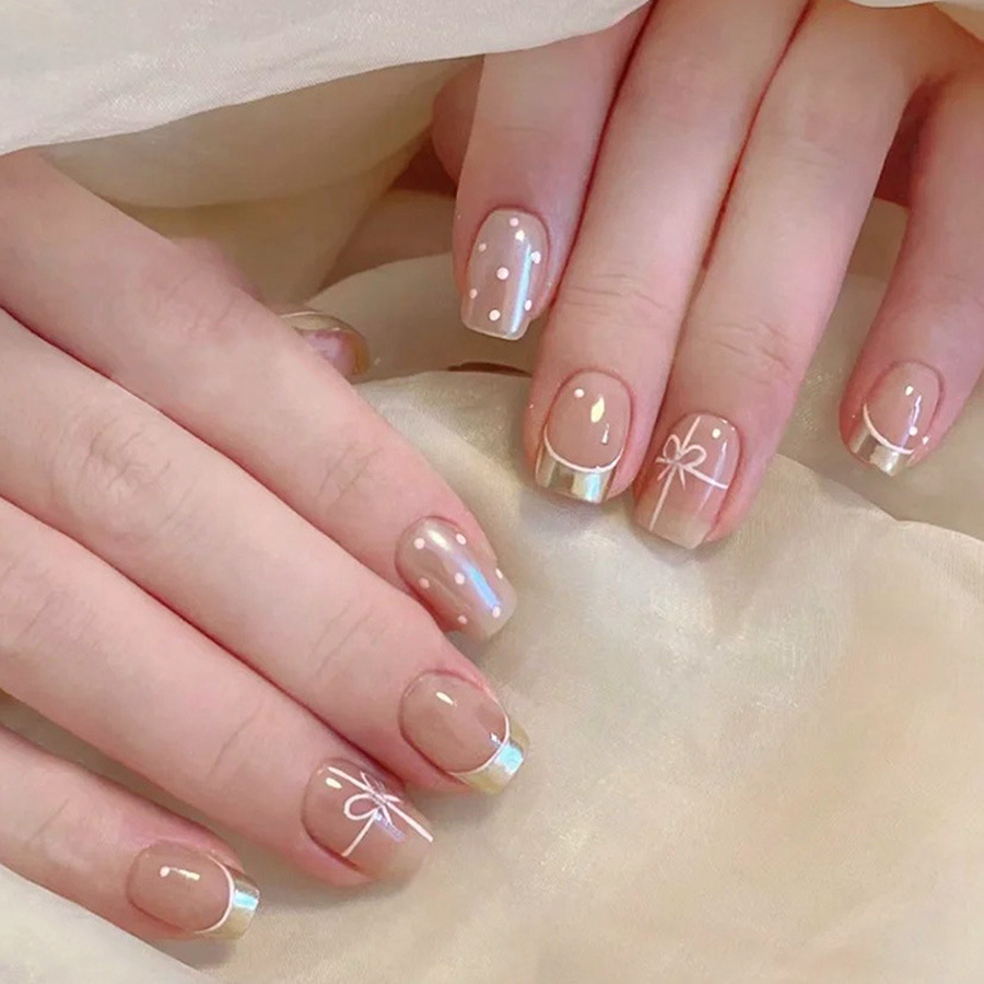 Nail Art Xs - Kuku palsu pendek persegi untuk wanita