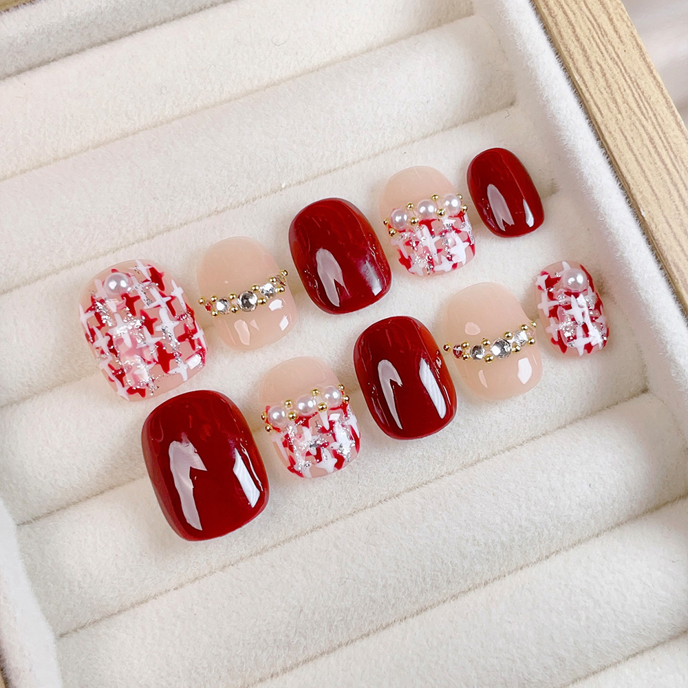 Nail Art Xs - 10pcs Kuku Palsu Pendek Persegi Bulat