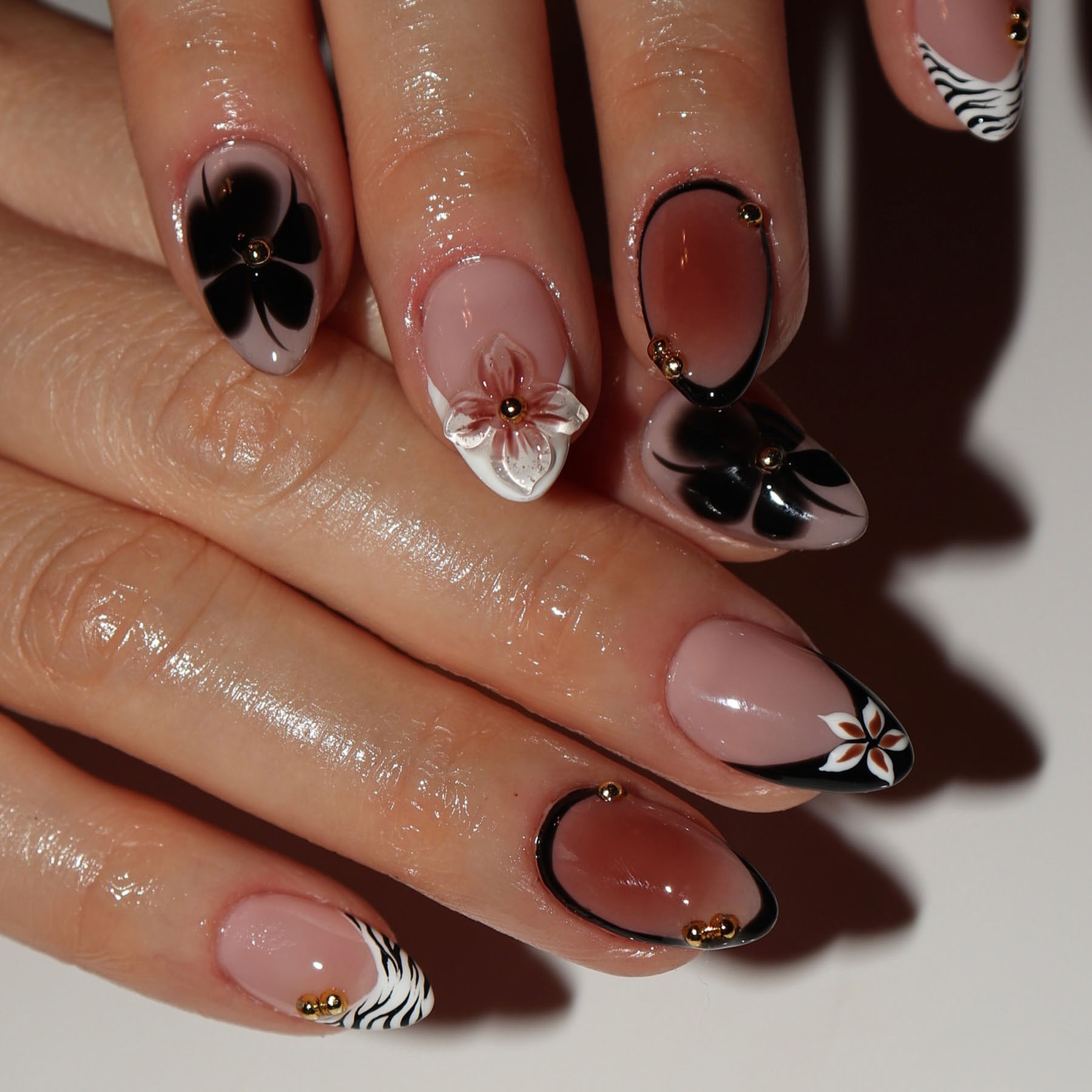 24pcs Kuku Palsu Motif Bunga C - Press On Nail Set ulasan dan harga