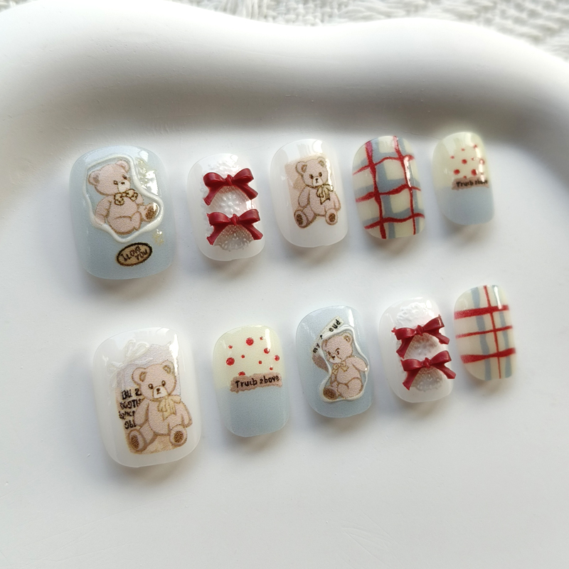 10Pcs Kuku Palsu Gaya Korea Mo - Nail Art Xs ulasan dan harga