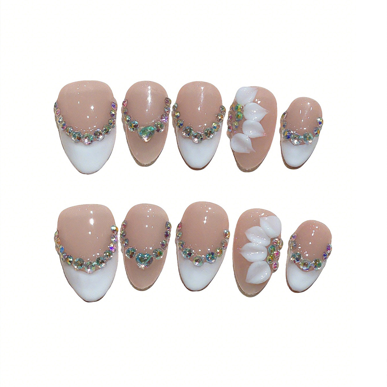 10pcs Kuku Palsu Pendek Bentuk - Press On Nail Set ulasan dan harga