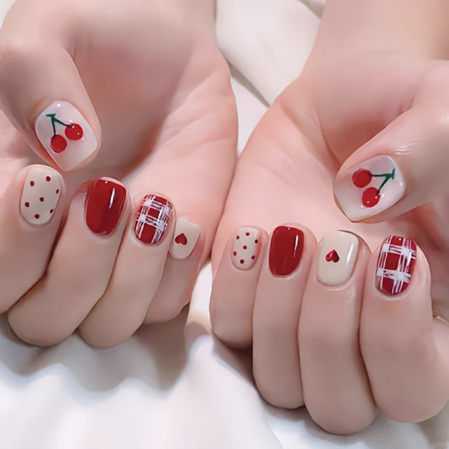 Kuku palsu pendek persegi untu - Nail Art Xs ulasan dan harga