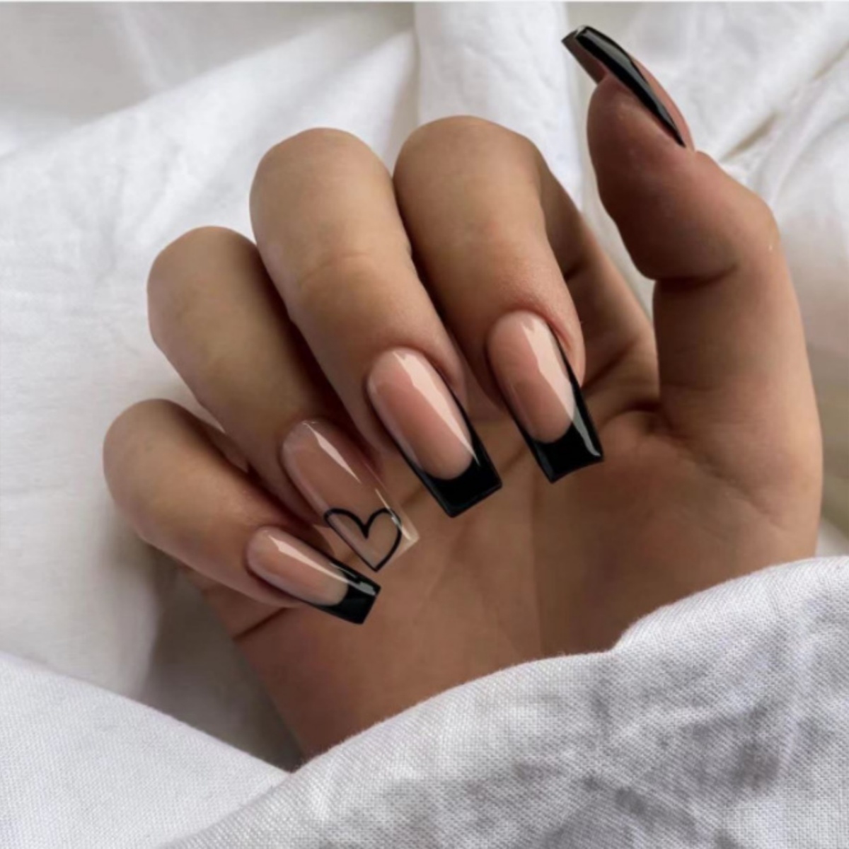 24pcs Set Kuku Palsu Hitam Gay - Press On Nail Set ulasan dan harga