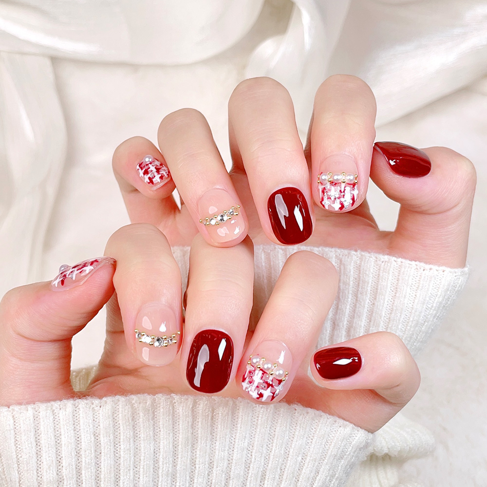 10pcs Kuku Palsu Pendek Perseg - Nail Art Xs ulasan dan harga
